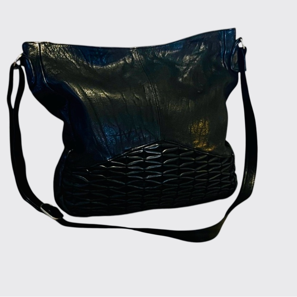 Day & Mood Anthropologie Black Leather Isla Large Shoulder Crossbody Laptop Bag
